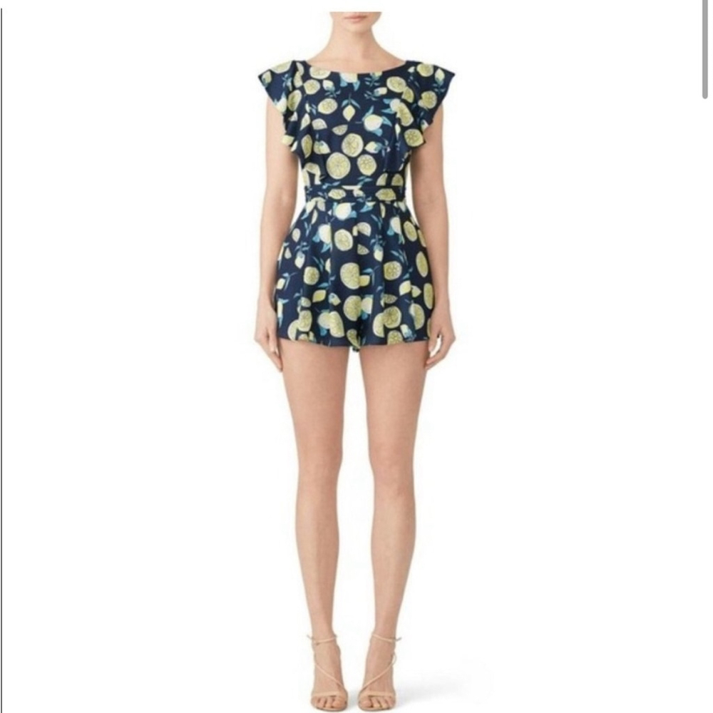 Fame and Partners Navy Romper Lemon Pattern Size 4